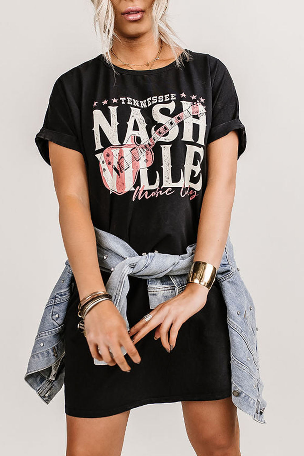 Black Nashville Music Festival Trending T-Shirt Dress T Shirt Dresses JT's Designer Fashion