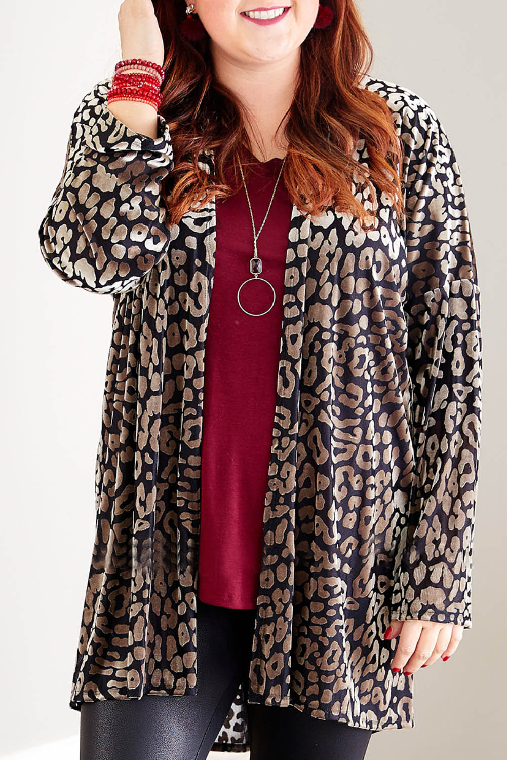 Leopard Animal Print Plus Size Cardigan Plus Size JT's Designer Fashion