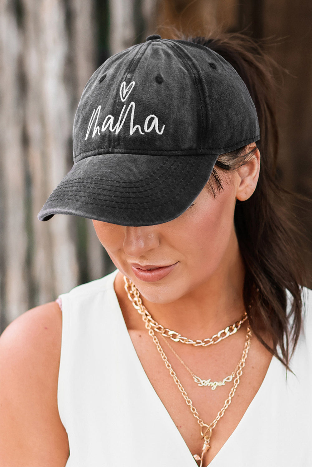 Black Mama Embroidered Letters Vintage Washed Baseball Cap Hats & Caps JT's Designer Fashion