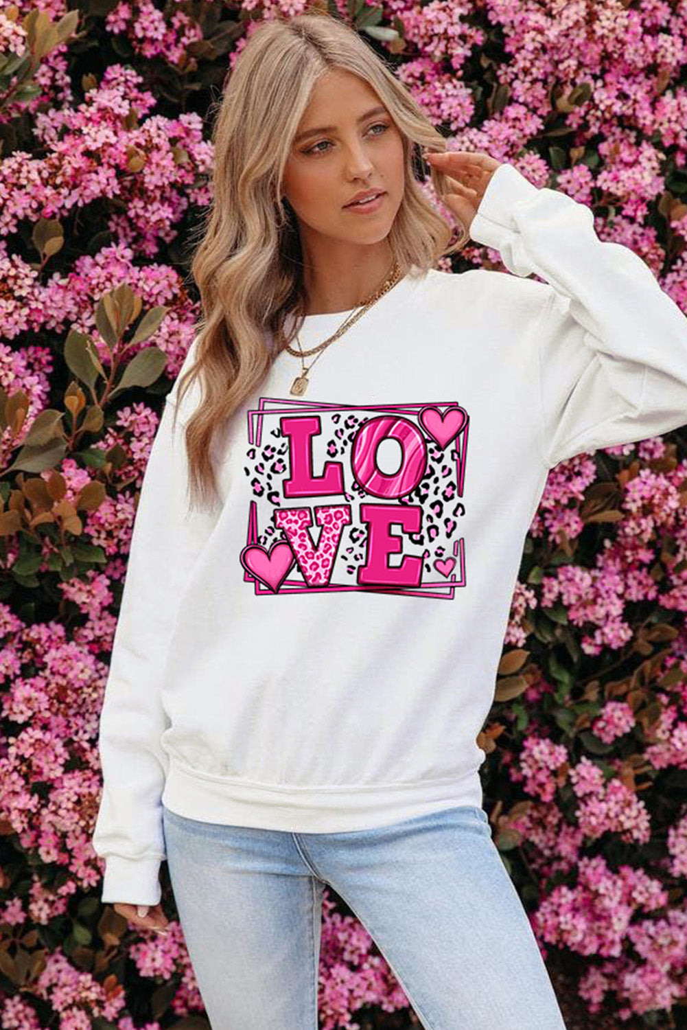 Beige Sweet LOVE Valentines Graphic Sweatshirt Graphic Sweatshirts JT's Designer Fashion