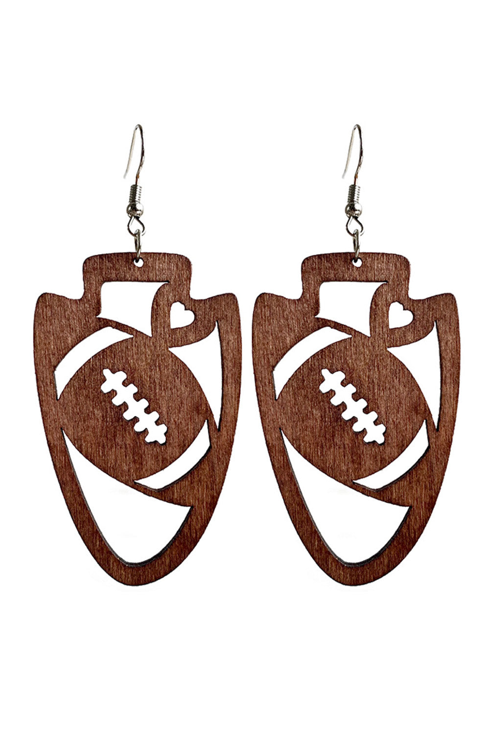 Coffee Rugby Carving Wooden Pendant Earrings Jewelry JT's Designer Fashion