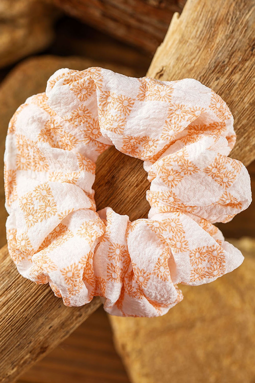 Grapefruit Orange Sunflower Print Hair Scrunchie Headwear JT's Designer Fashion