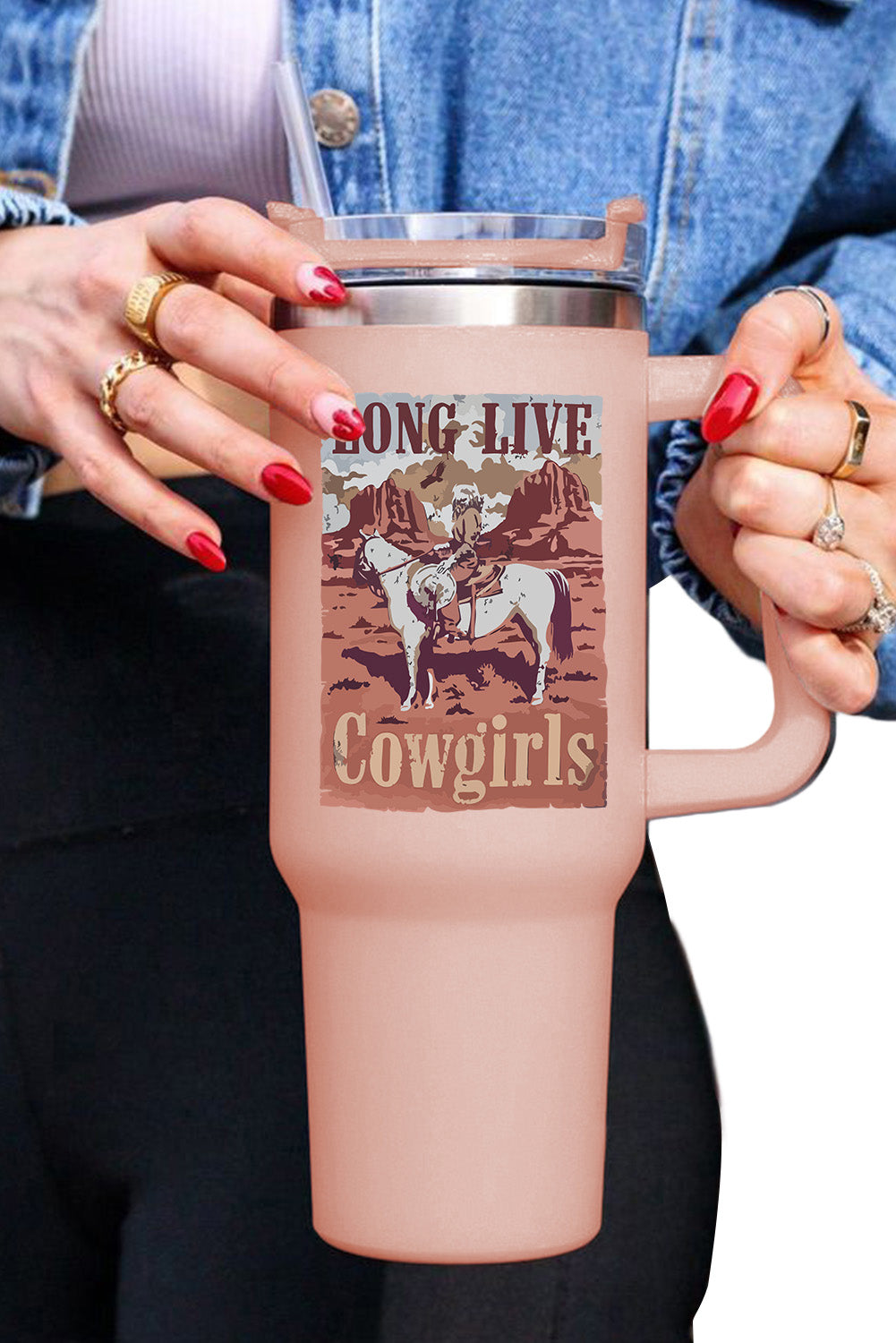 Pink Western Cowgirls Graphic 304 Stainless Double Insulated Cup 40oz Tumblers JT's Designer Fashion