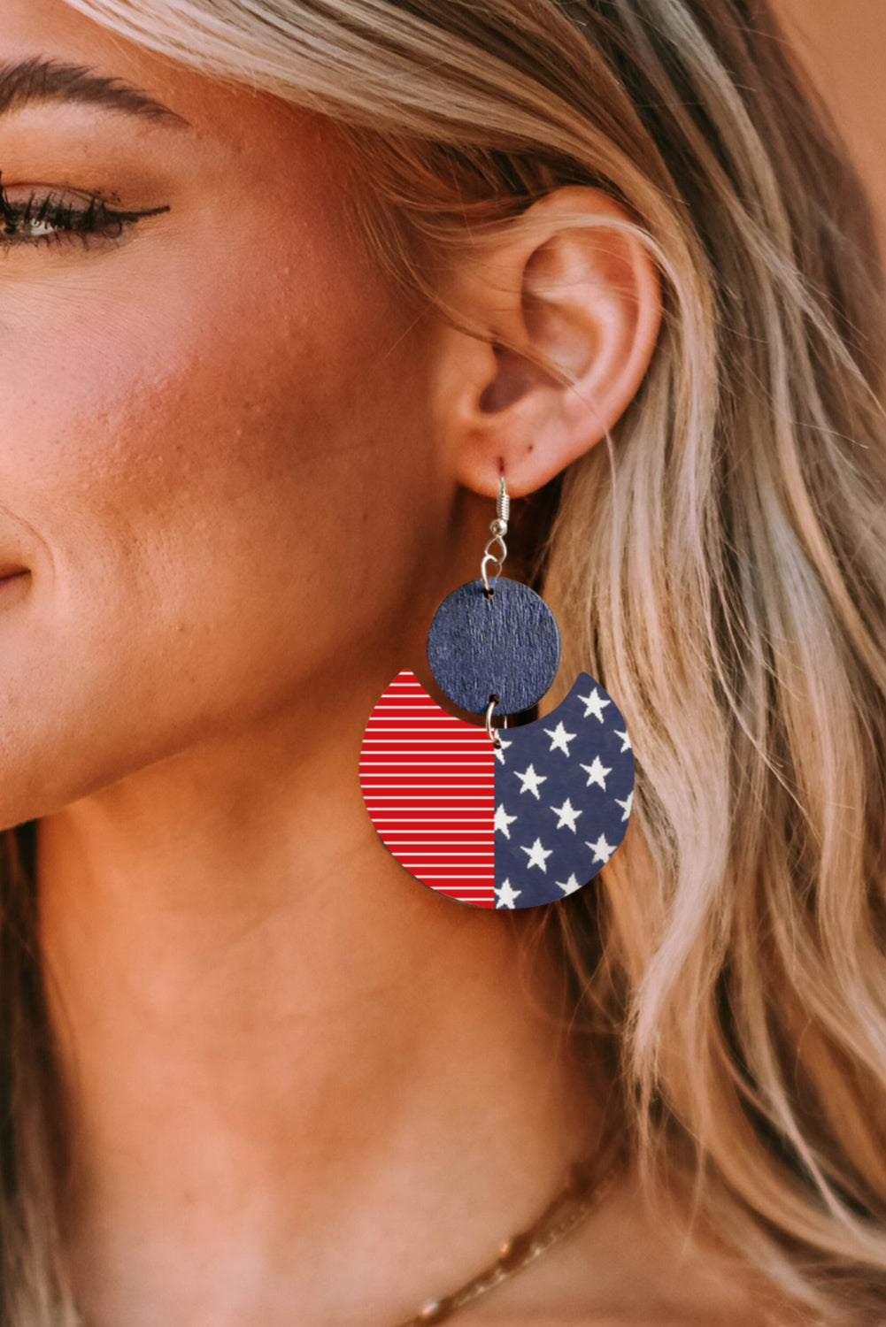 Multicolor Stars and Stripes Independent Day Dangle Earrings Jewelry JT's Designer Fashion