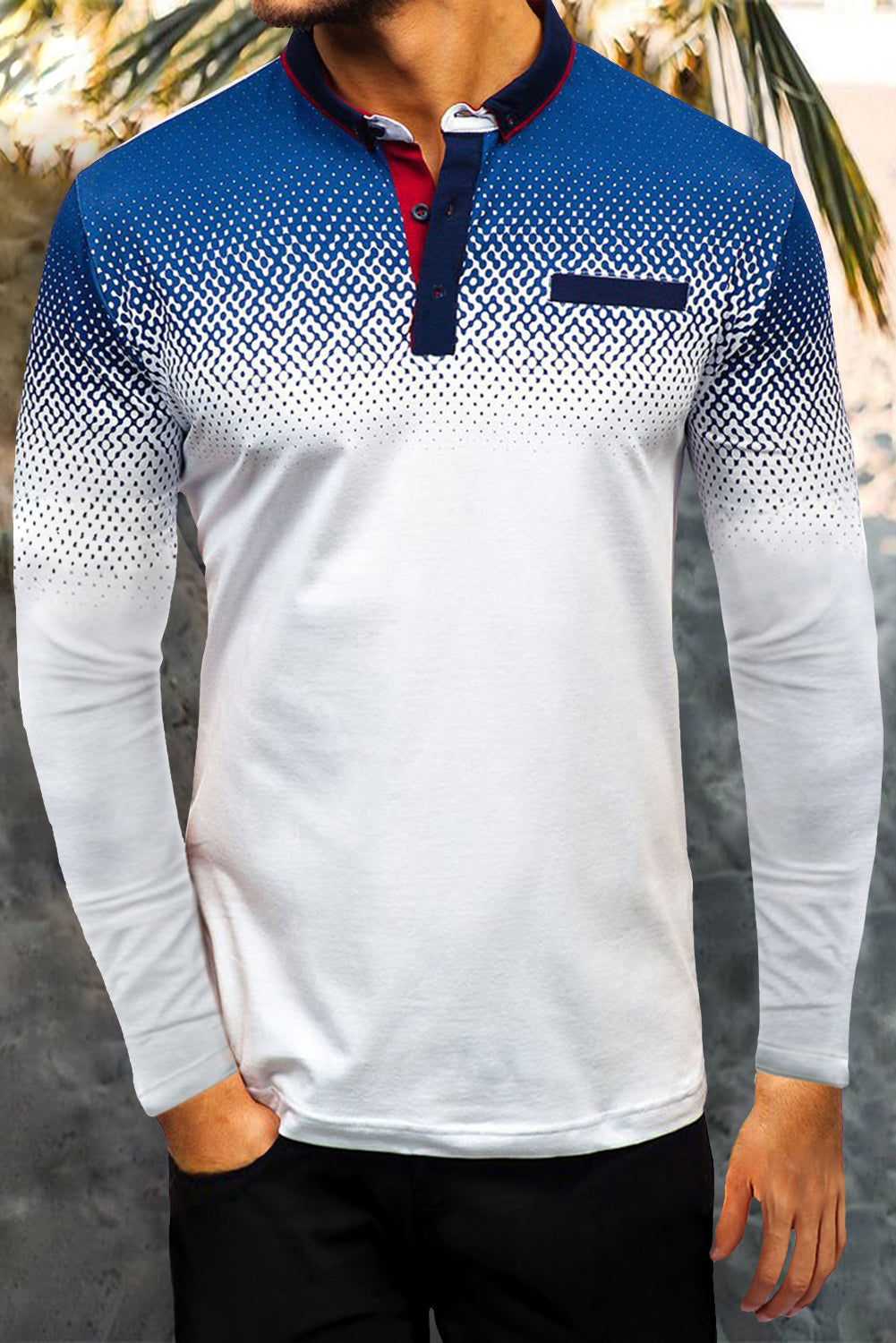 White Gradient Men's Polo Shirt White 100%Acrylic Men's Tops JT's Designer Fashion