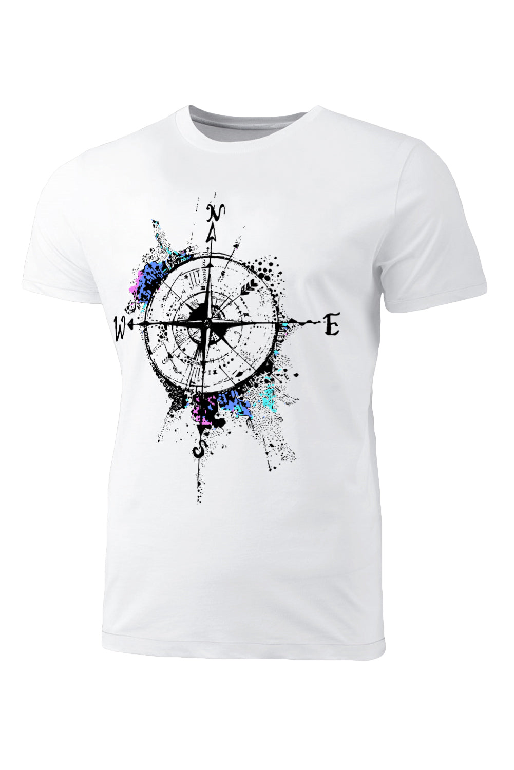 White Vintage Compass Print Mens Short Sleeve T Shirt Men's Tops JT's Designer Fashion