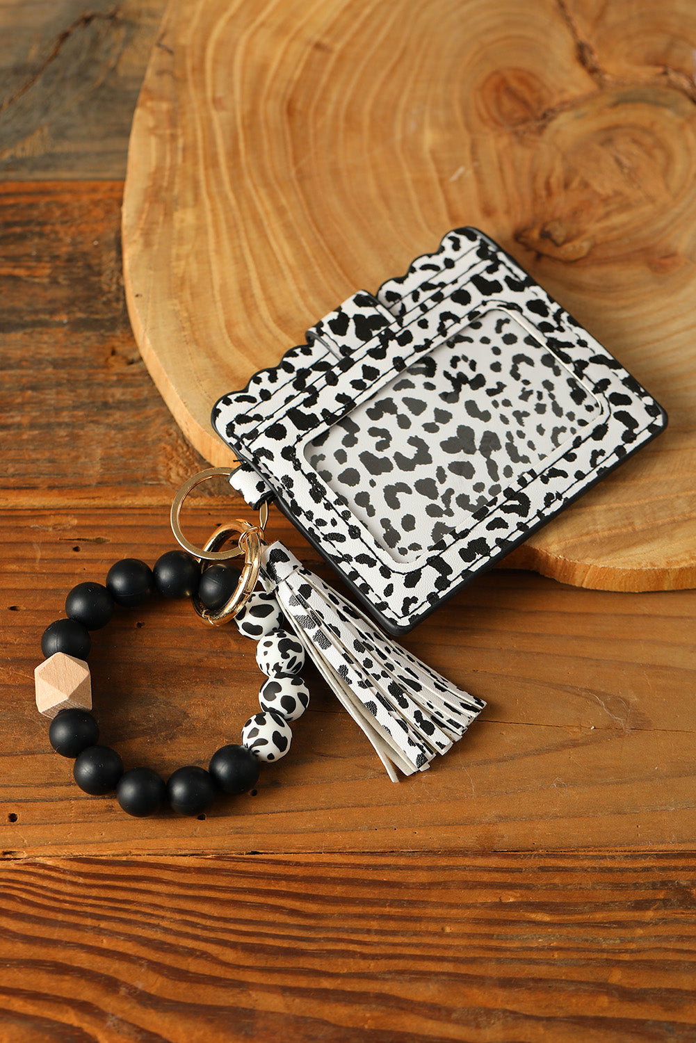 Black Silicone Bead Bracelet Key Buckle Leopard Card Holder Other Accessories JT's Designer Fashion