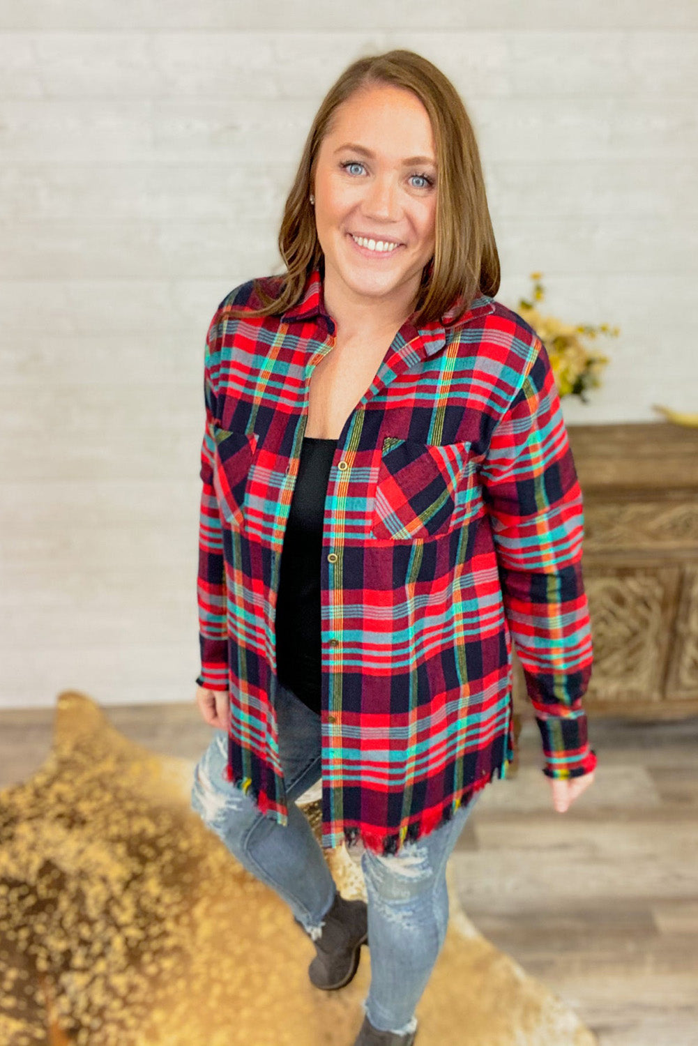 Ruby copy-of-the-ultimate-flannel-pink-black Plus Size JT's Designer Fashion