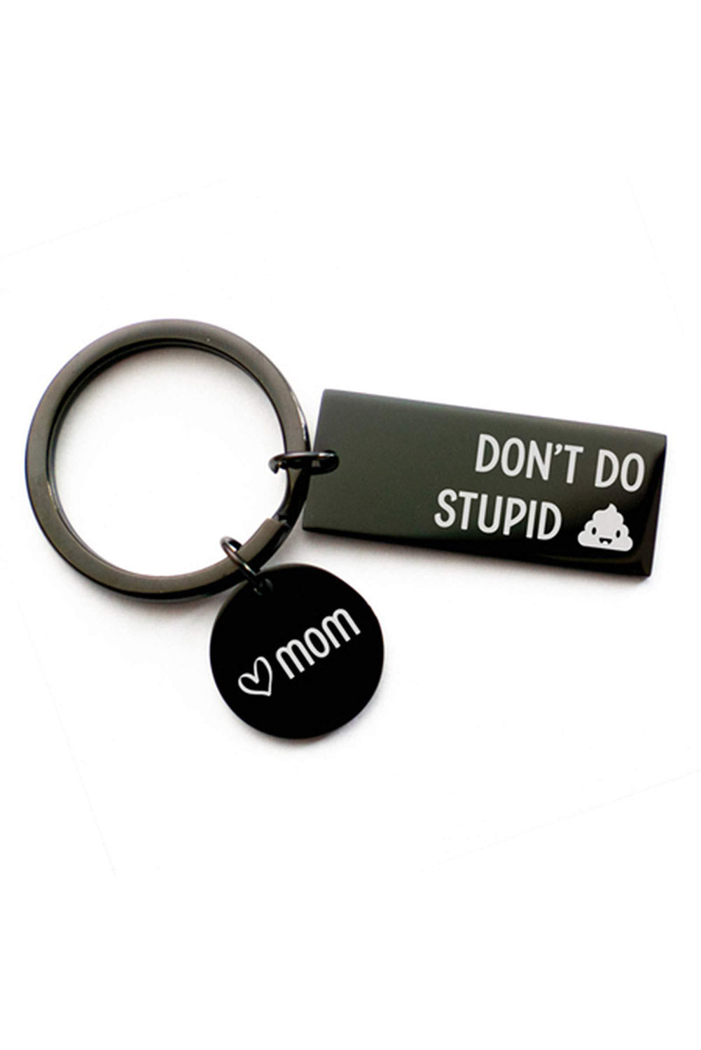 Black DON'T DO STUPID Double Pendants Keyring Other Accessories JT's Designer Fashion