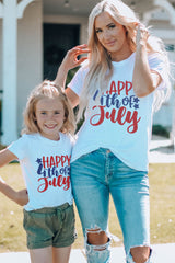 White HAPPY 4th OF JULY Printed Family Matching Kid's Graphic Tee Family T-shirts JT's Designer Fashion