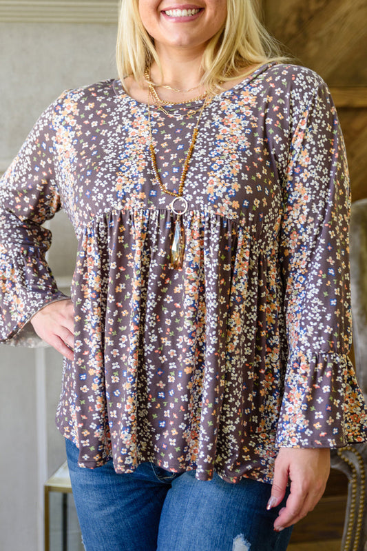 Purple Floral Print Round Neck Plus Size Babydoll Blouse Plus Size Tops JT's Designer Fashion