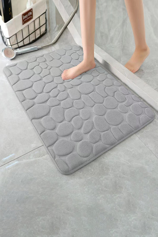 Light Grey Cobblestone Embossed Non-slip Bath Rug 90*60cm Other Accessories JT's Designer Fashion