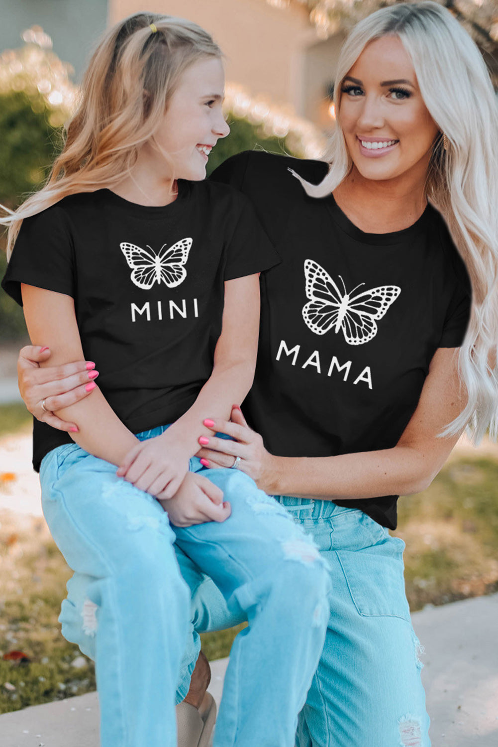 Black MAMA Butterfly Graphic Tee Family T-shirts JT's Designer Fashion