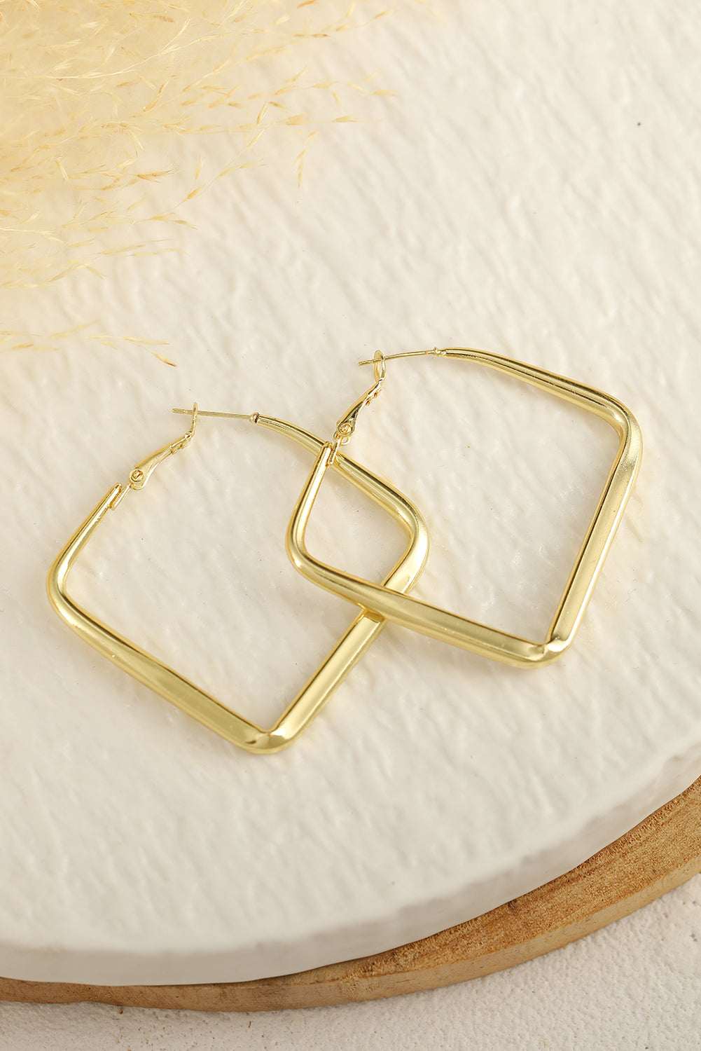 Gold Chunky Square Hoop Earrings Jewelry JT's Designer Fashion