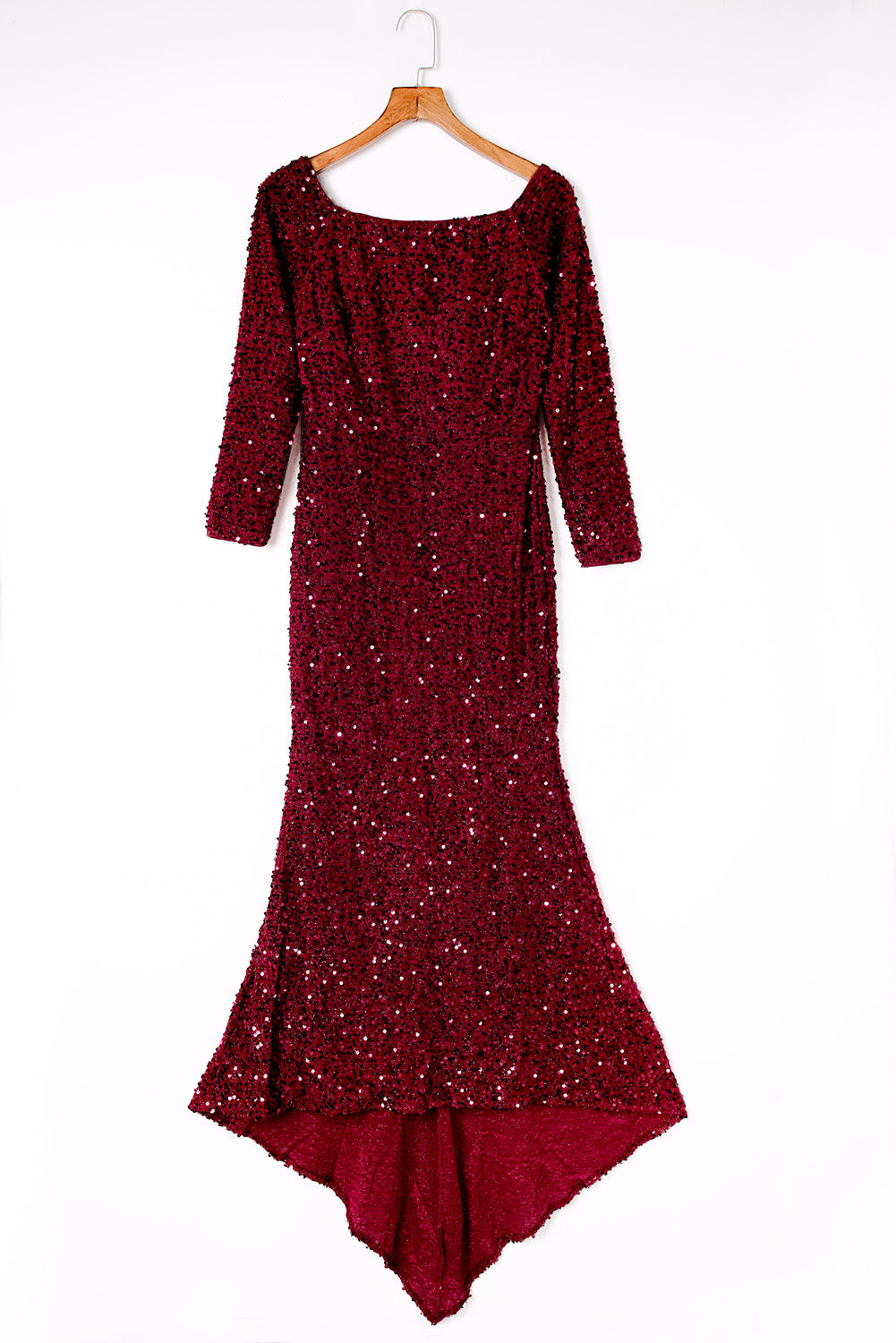 Red Sequin Off Shoulder Long Sleeve Evening Gown Evening Dresses JT's Designer Fashion