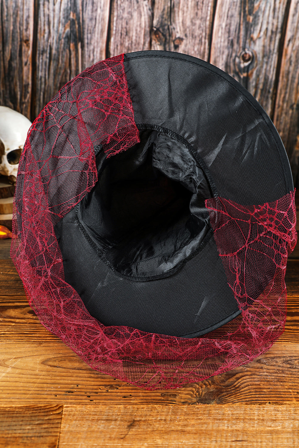 Ruby Mesh Decor Pointed Halloween Witch Hat Hats & Caps JT's Designer Fashion