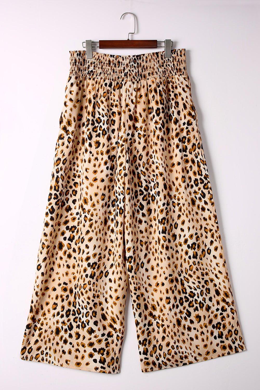 Leopard Plus Size Smoked High Waist Wide Leg Pants Plus Size Bottoms JT's Designer Fashion