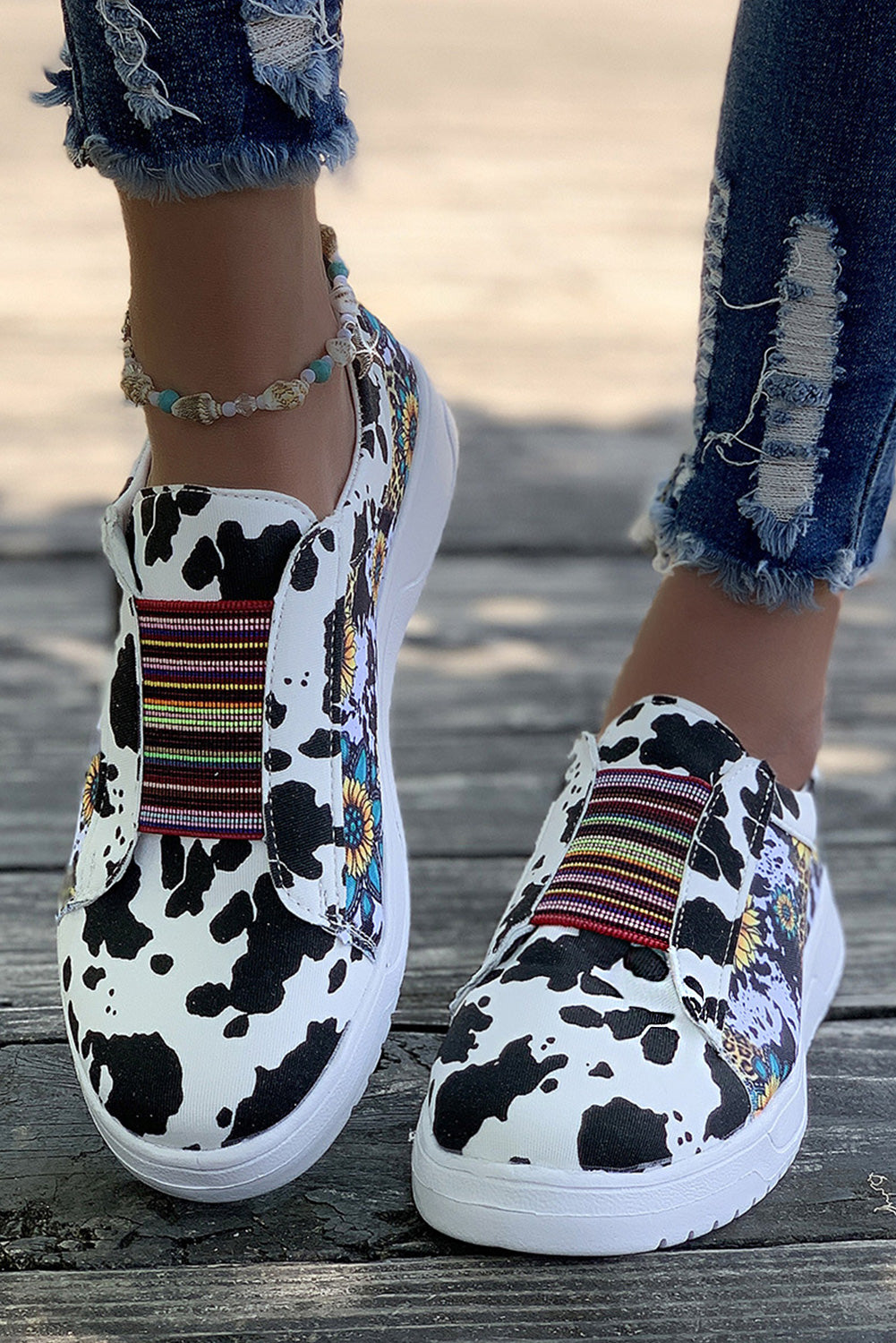 Multicolor Cow Spots Serape Western Fashion Shoes Women's Shoes JT's Designer Fashion