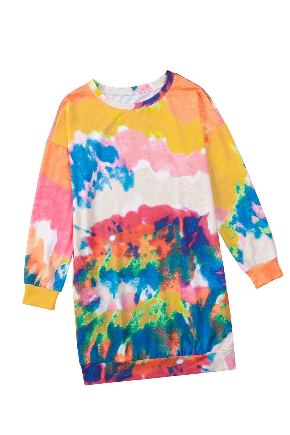 Multicolor Tie Dye Pocketed T Shirt Mini Dress T Shirt Dresses JT's Designer Fashion