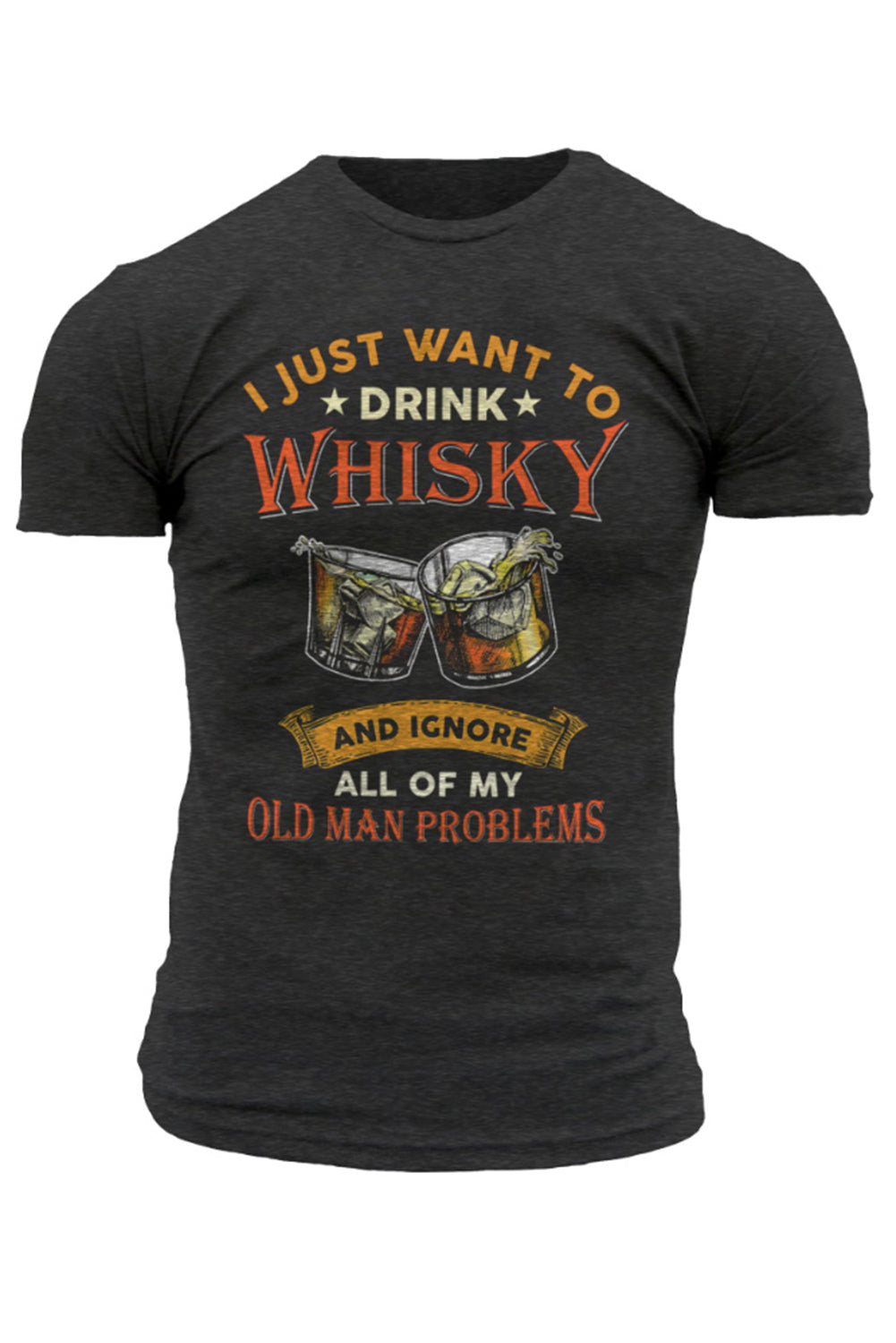 Gray I Just Want To Drink Whisky Mens Graphic Tee Men's Tops JT's Designer Fashion