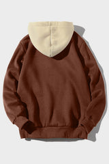 Brown Men's Letter Print Pocketed Slim-fit Long Sleeve Hoodie Men's Tops JT's Designer Fashion