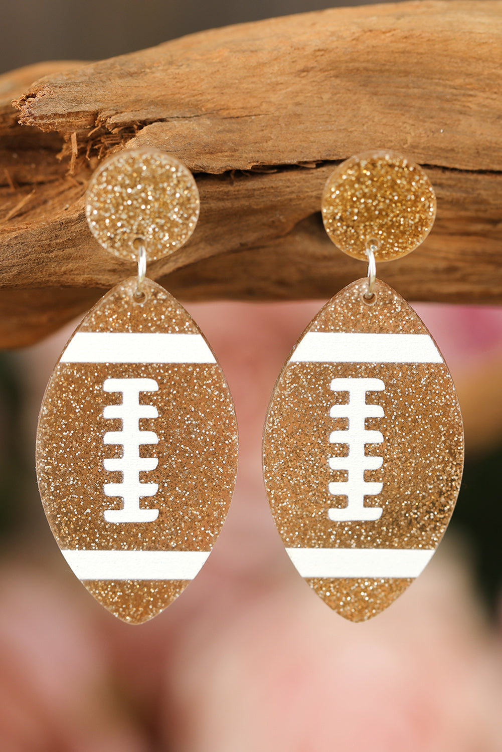 Brown Glittering Rugby Pendant Earrings Jewelry JT's Designer Fashion