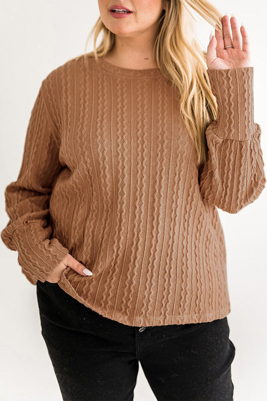 Khaki Subtle Cable Knit Plus Size Jumper Plus Size JT's Designer Fashion