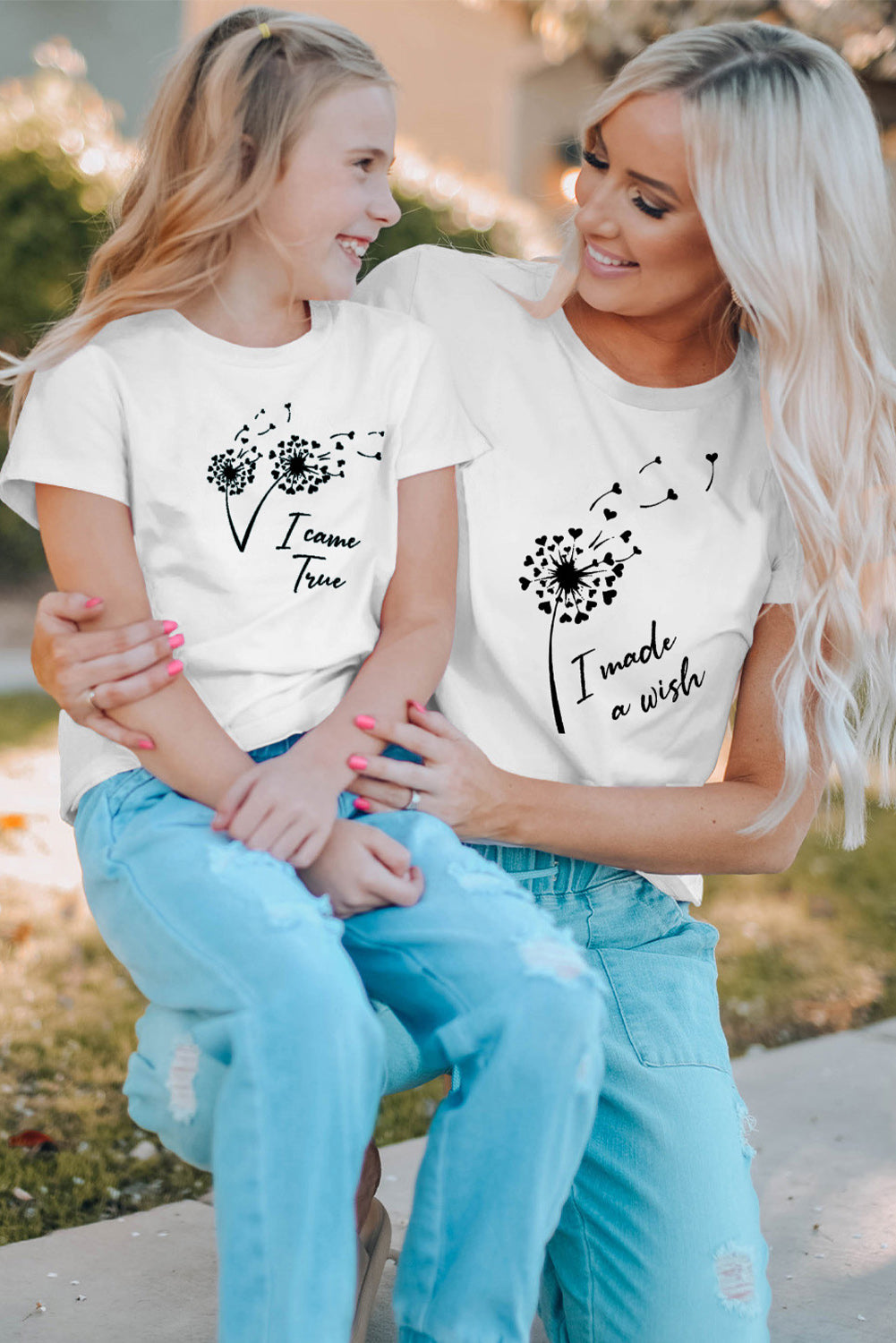 White I Made a Wish on Flying Danedlion Kids Graphic Tee Family T-shirts JT's Designer Fashion