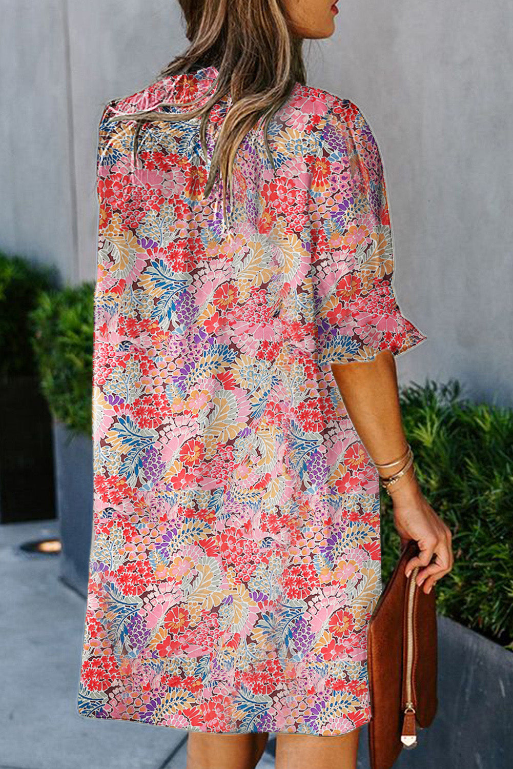 Multicolor Boho Floral Printed Flutter Sleeve Dress Floral Dresses JT's Designer Fashion