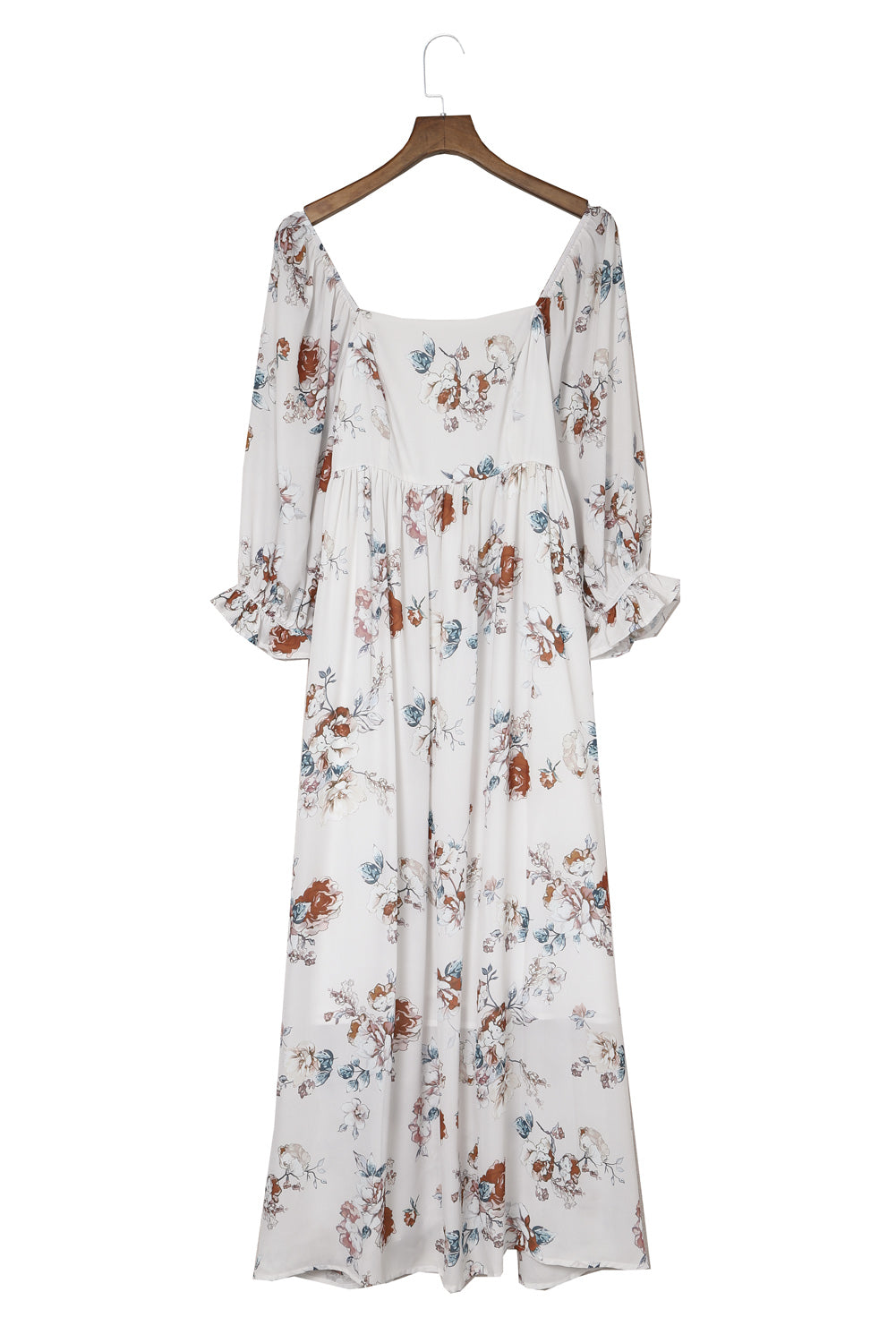 White Puff Mid-sleeve Floral Maxi Dress Maxi Dresses JT's Designer Fashion