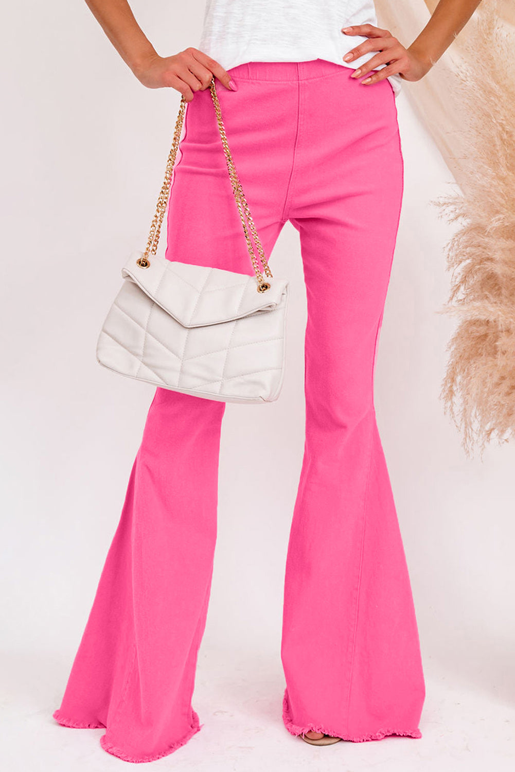 Barbie Style Pink Pink Denim Flare Pants Jeans JT's Designer Fashion