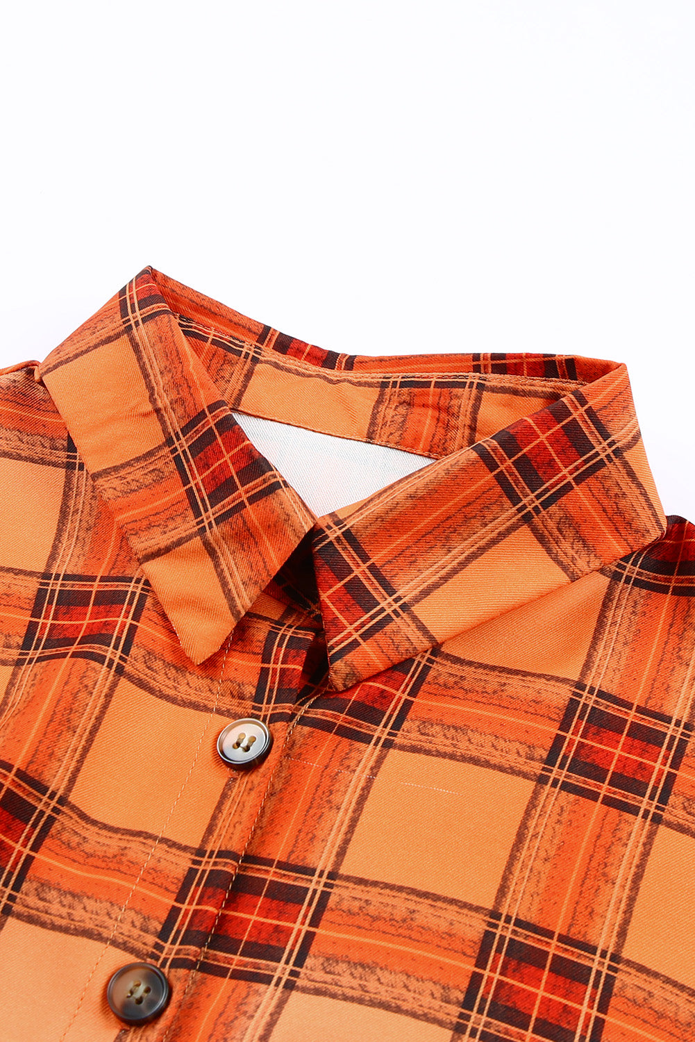 Orange Gradient Plaid Button Front Mini Shirt Dress Mini Dresses JT's Designer Fashion