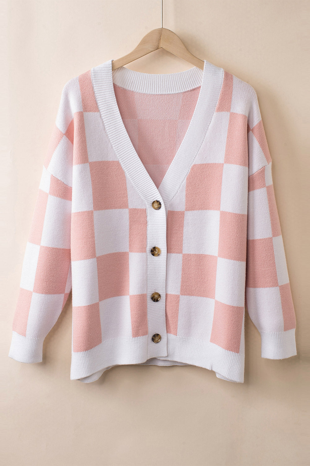 Pink Colorblock Plaid Button Up Cardigan Pre Order Sweaters & Cardigans JT's Designer Fashion