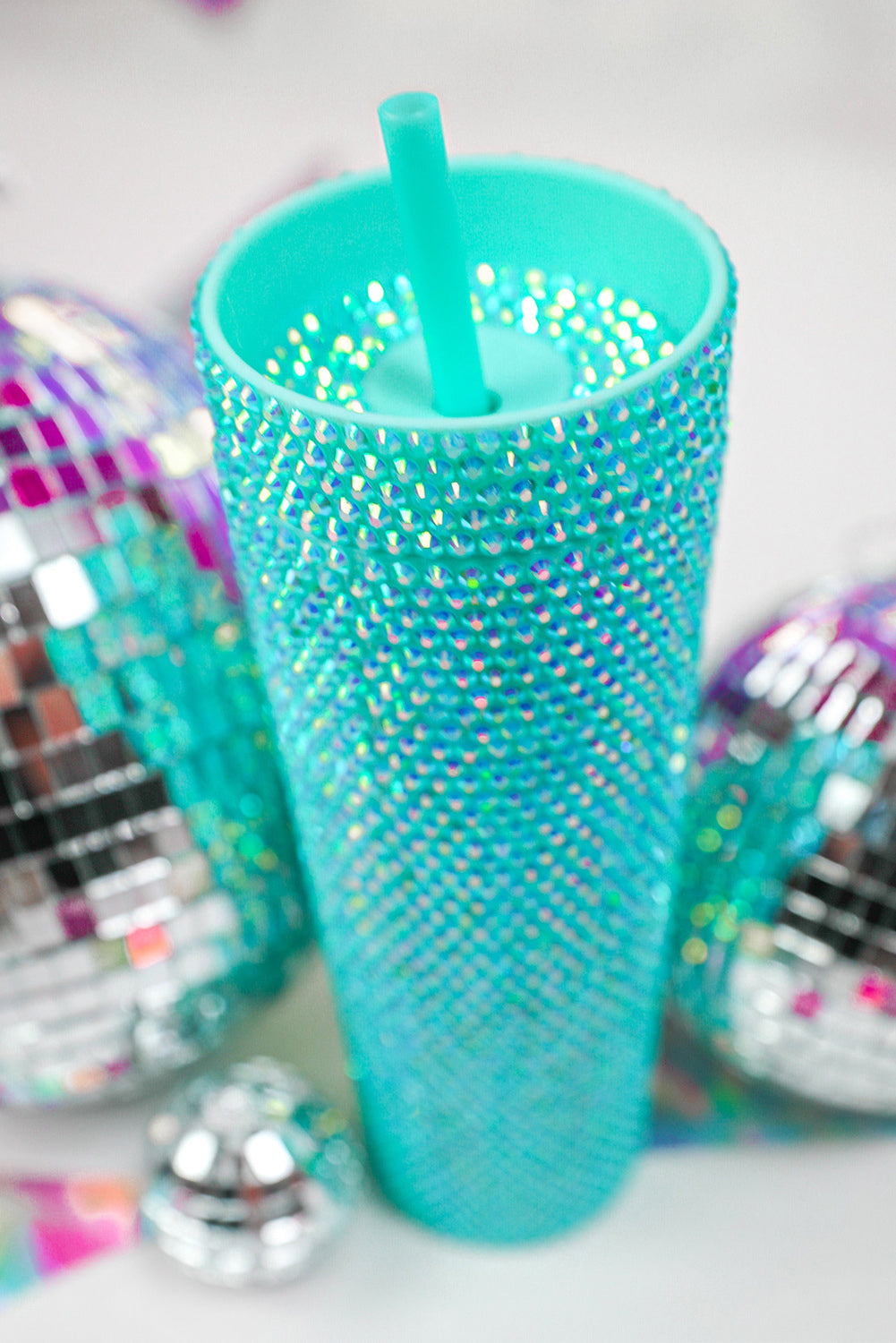 Green Full Rhinestone Straw Cup Tumblers JT's Designer Fashion