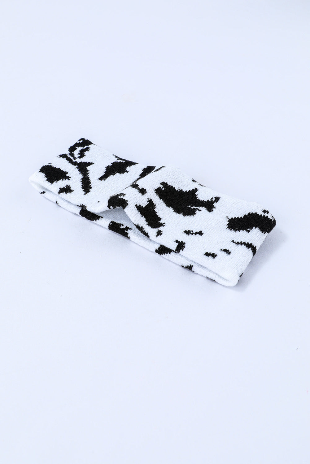 Black Cow Spots Printed Warm Knitted Sports Headband Headwear JT's Designer Fashion