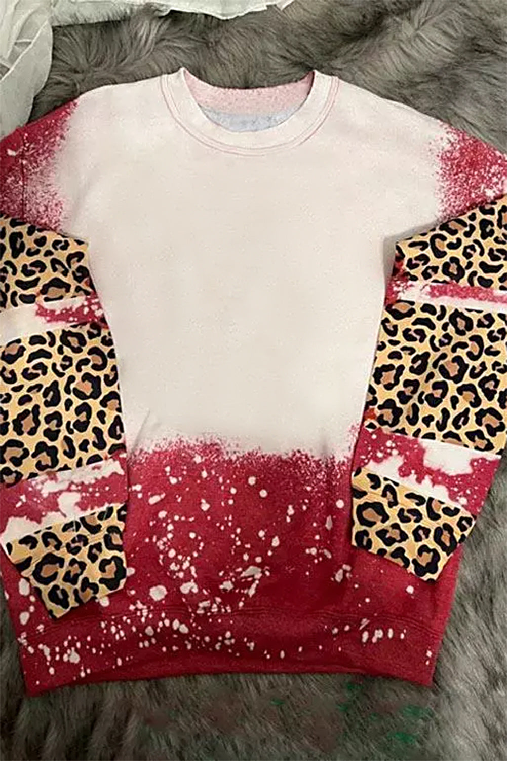 Red Tie-Dye Leopard Long Sleeve Top Tops & Tees JT's Designer Fashion