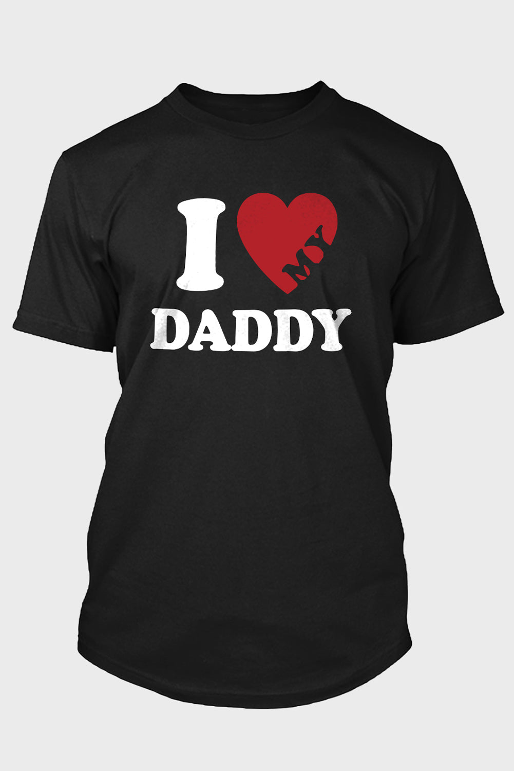 Black I LOVE MY DADDY Heart Print Men's Graphic T Shirt Black 62%Polyester+32%Cotton+6%Elastane Men's Tops JT's Designer Fashion