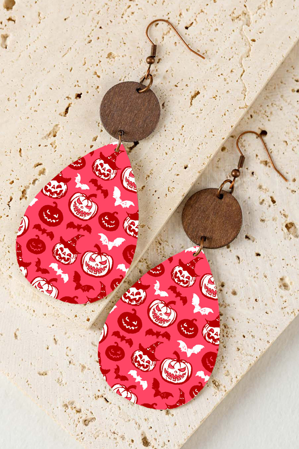 Strawberry Pink Halloween Pumpkin Batwing Water Drop Earrings Jewelry JT's Designer Fashion