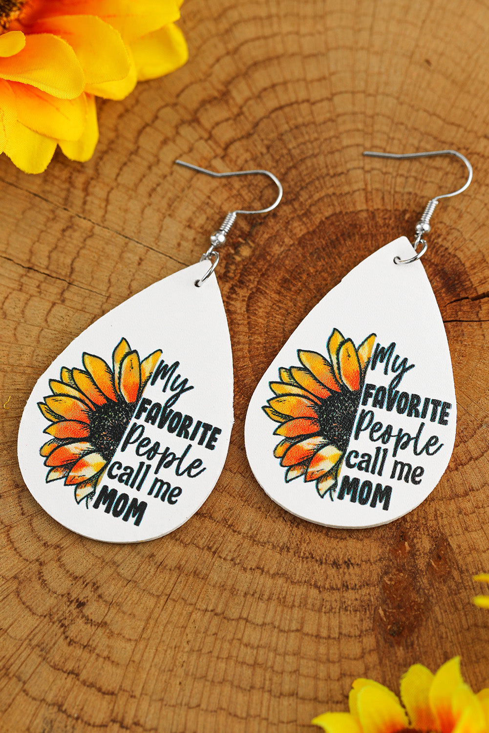 White Mother's Day Letter Graphic Print Drop Earrings Jewelry JT's Designer Fashion