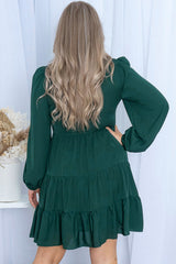Green Plus Size Puff Sleeve Smocked Tiered Dress Plus Size Dresses JT's Designer Fashion