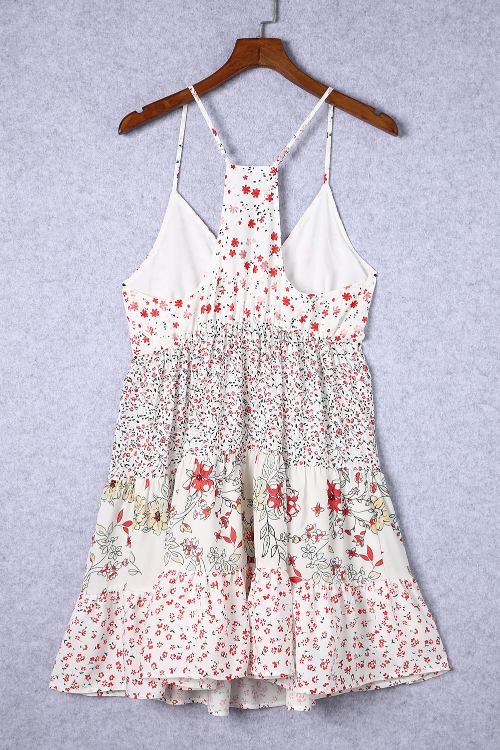 White Floral Ruffled Spaghetti Strap Mini Dress Mini Dresses JT's Designer Fashion