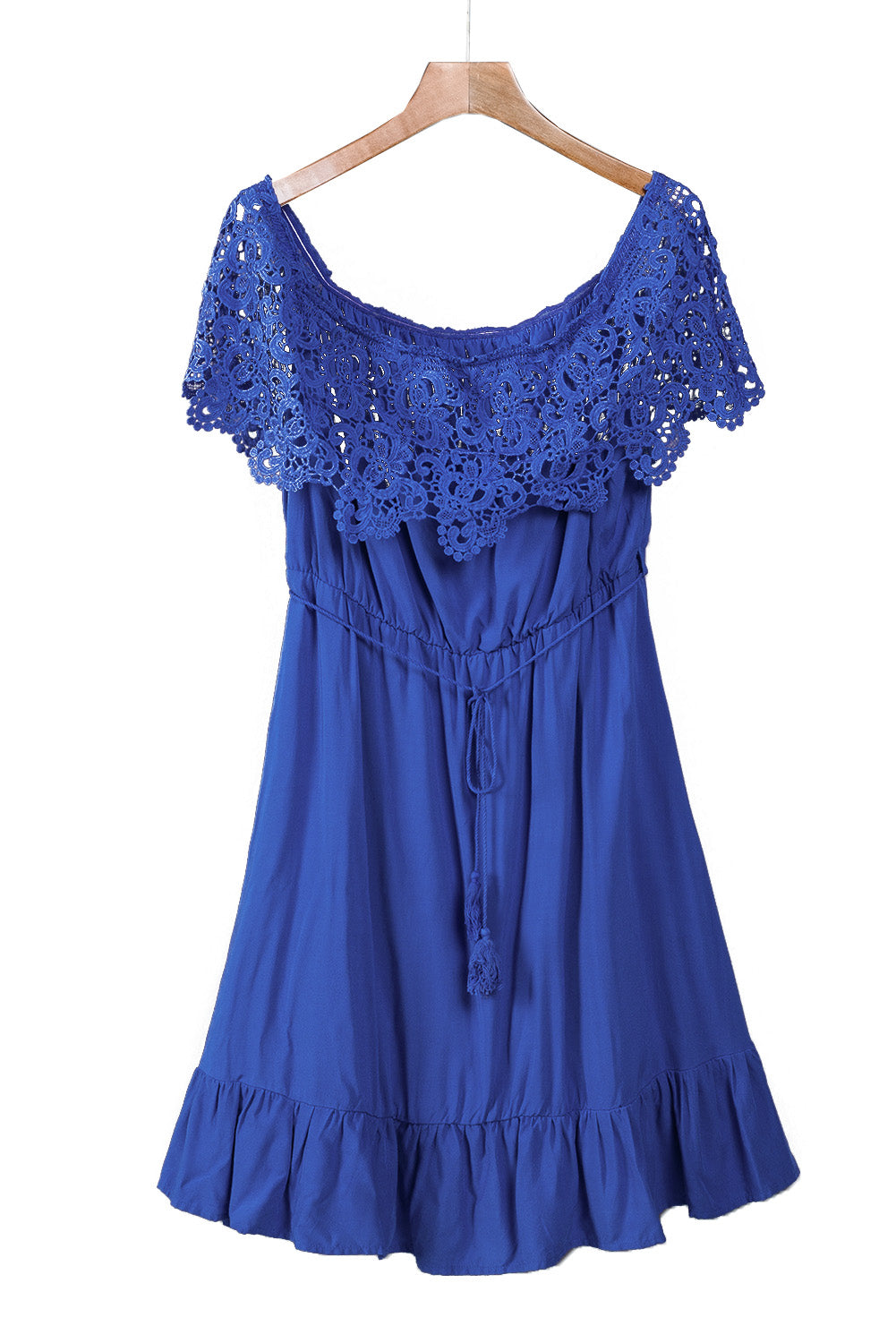 Blue Off-the-shoulder Lace Sleeves Plus size Dress Plus Size Dresses JT's Designer Fashion