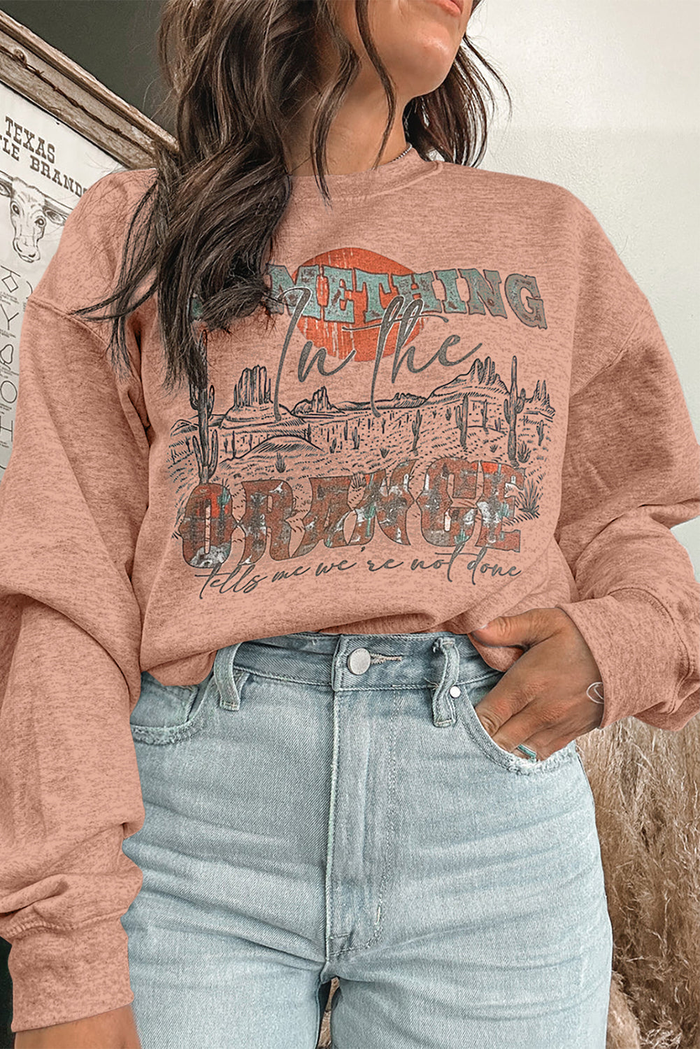 Apricot Pink SOMETHING ORANGE Graphic Relaxed Sweatshirt Pre Order Sweatshirts & Hoodies JT's Designer Fashion