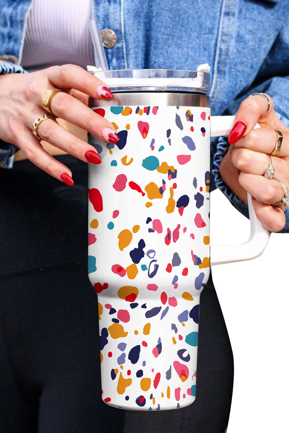 Multicolor Splash Ink Print 304 Stainless Steel Vacuum Cup Tumblers JT's Designer Fashion