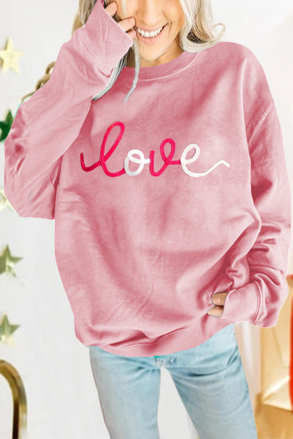 Pink love Graphic Pullover Sweatshirt Pre Order Sweaters & Cardigans JT's Designer Fashion