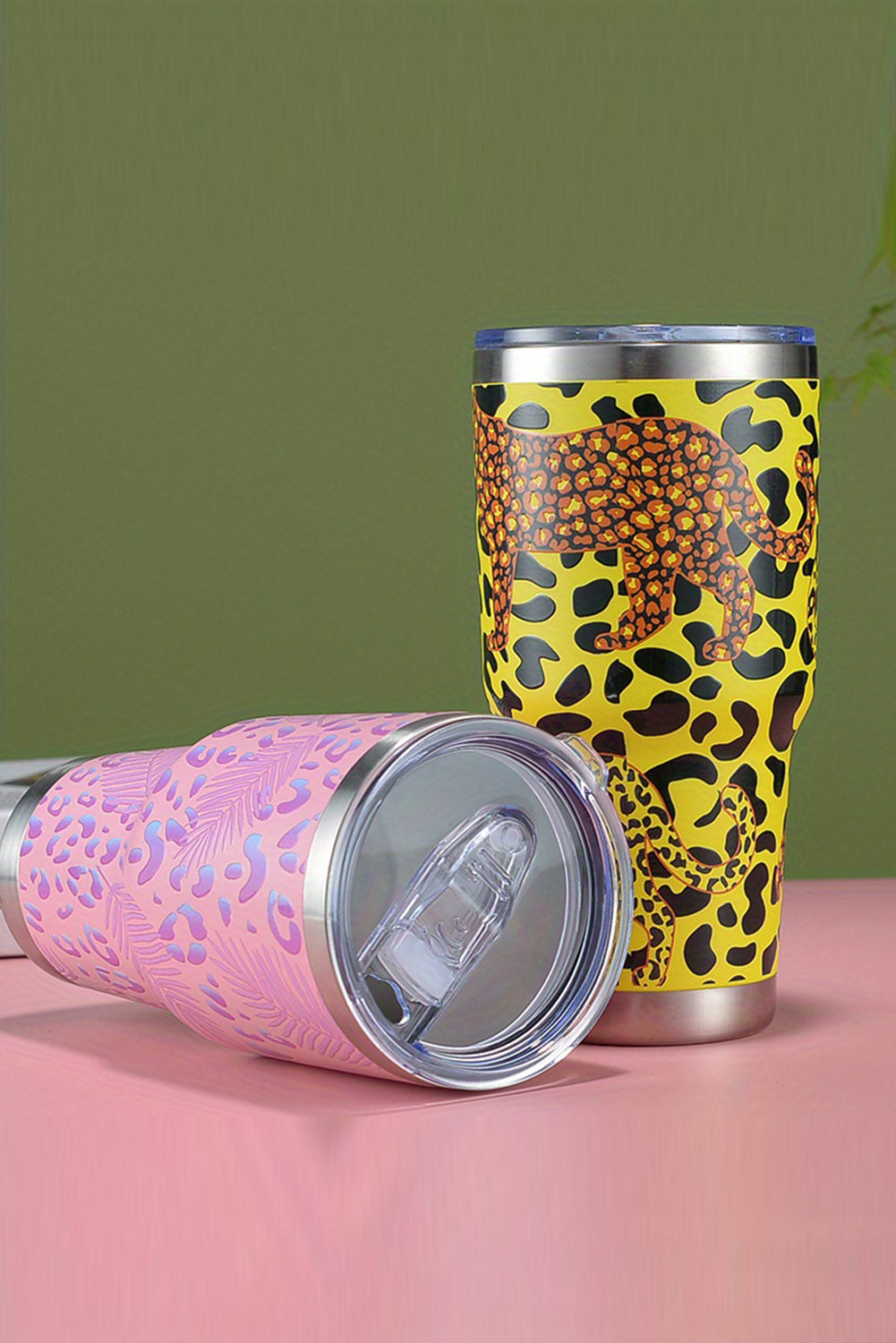 Yellow Cheetahs In Leopards Double Insulated Stainless Tumbler Tumblers JT's Designer Fashion