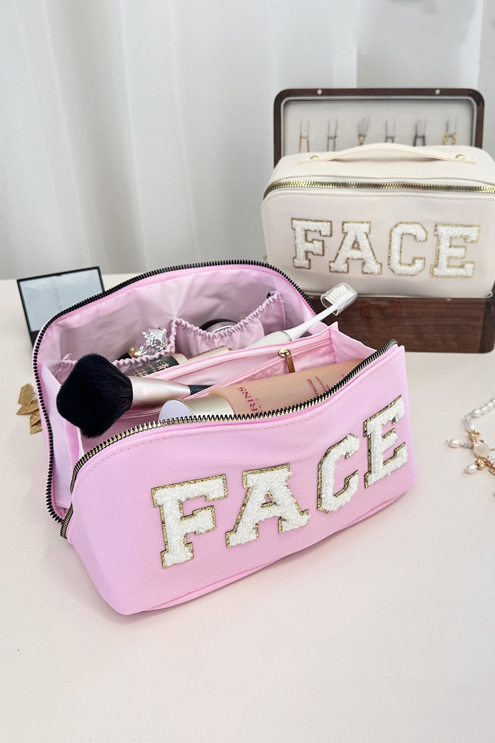 Pirouette Fuzzy FACE Graphic Zipper Portable Makeup Bag Other Accessories JT's Designer Fashion