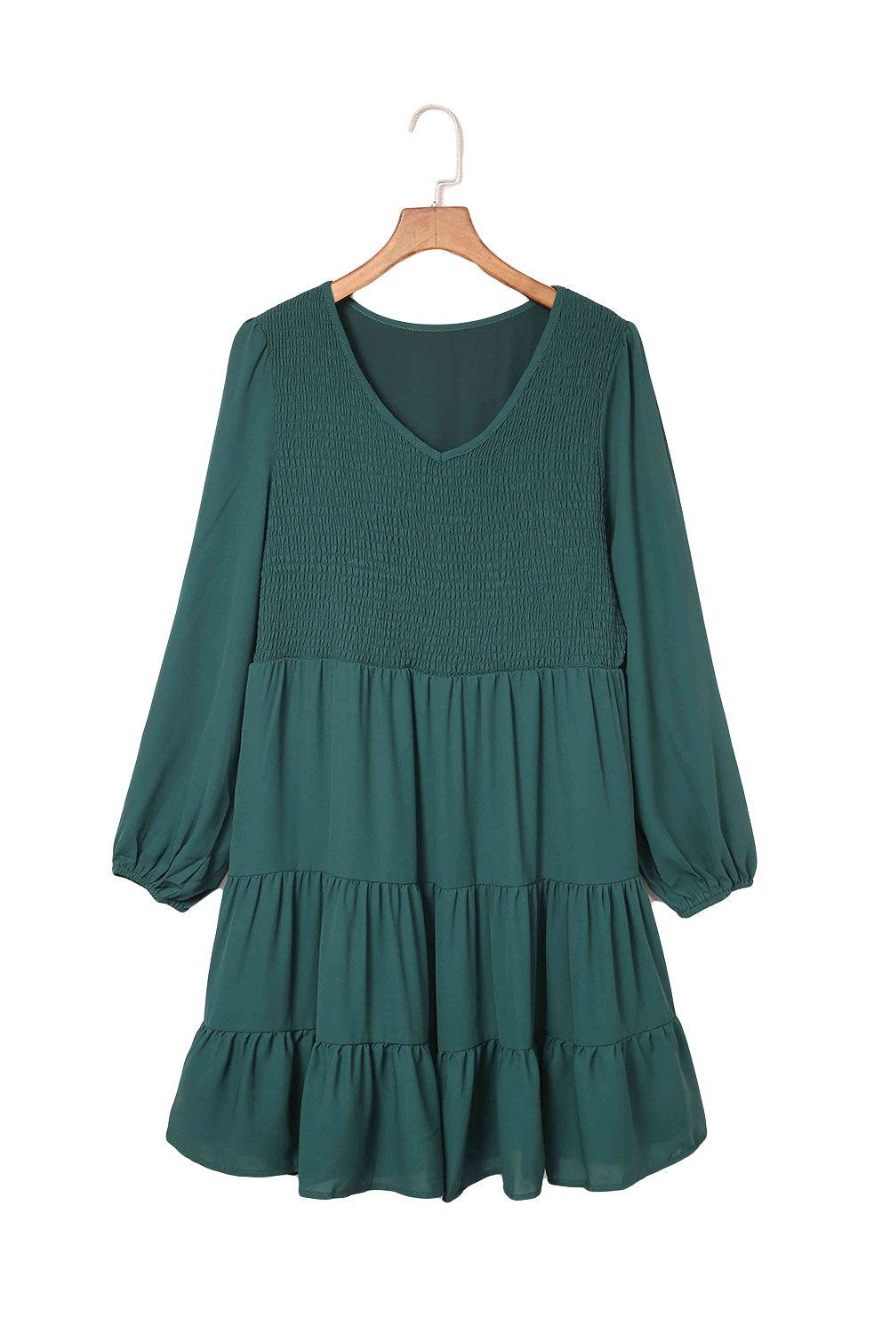 Green Plus Size Puff Sleeve Smocked Tiered Dress Plus Size Dresses JT's Designer Fashion
