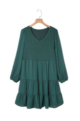 Green Plus Size Puff Sleeve Smocked Tiered Dress Plus Size Dresses JT's Designer Fashion