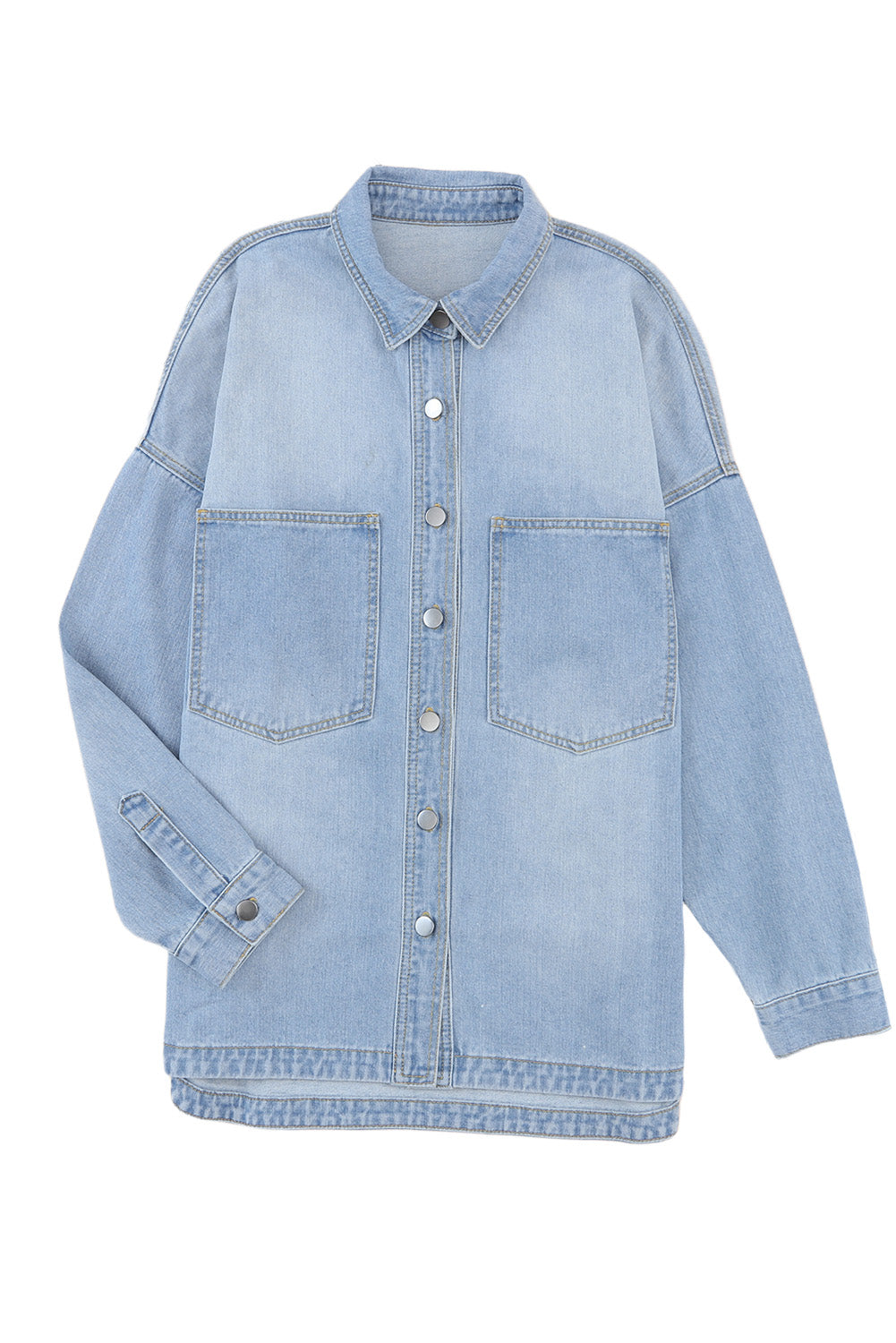 Sky Blue Double Chest Pocket Buttoned Denim Jacket Denim jackets JT's Designer Fashion